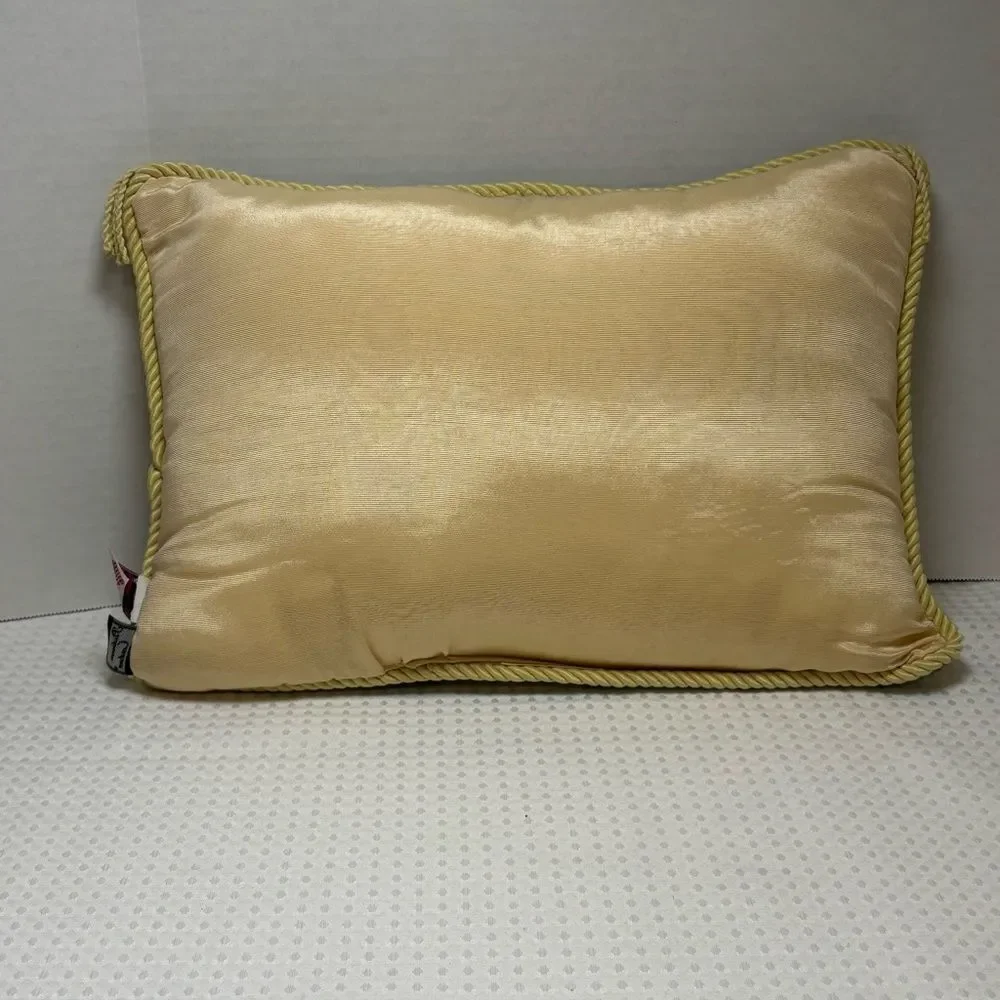 Platinum Couture Green and Gold Stripe Brocade Decorative Pillow with Fringe